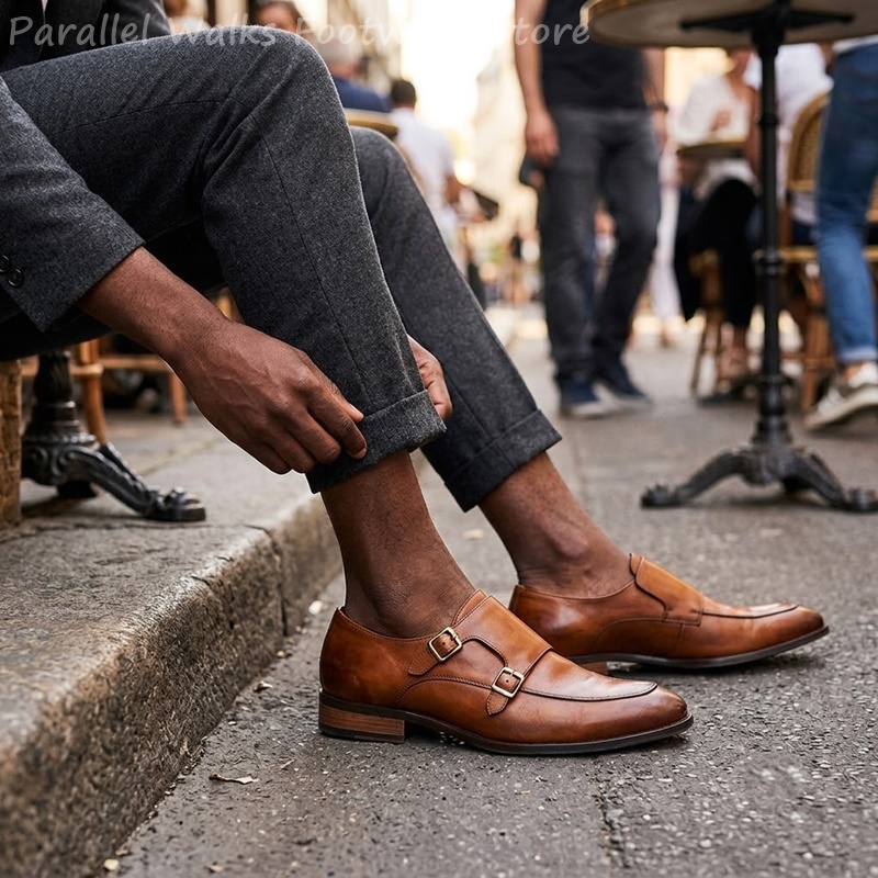 Men Shoes Formal - Mocassini da uomo con doppia fibbia,