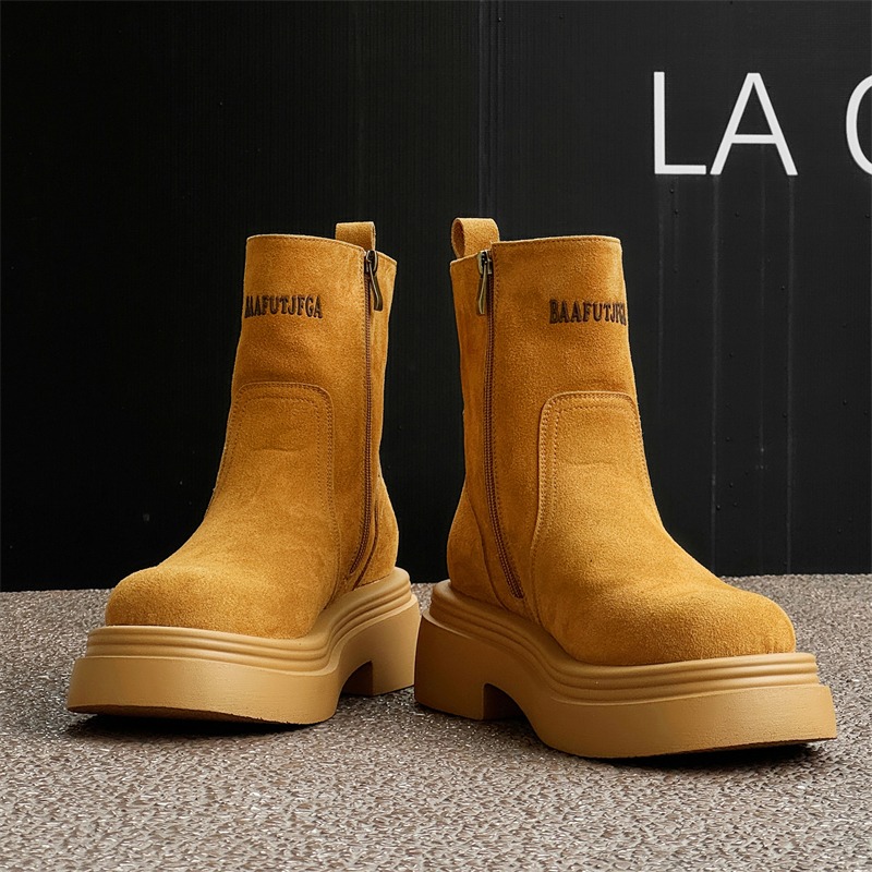 Men'S Shoes Zipper - Stivali Corti Invernali Europa America Retrò