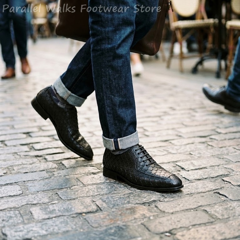 Men Shoes Formal - Scarpe Oxford da uomo in pelle
