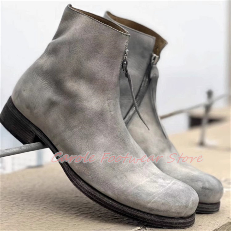 Men'S Shoes Zipper - Stivaletti da uomo con tacco grosso