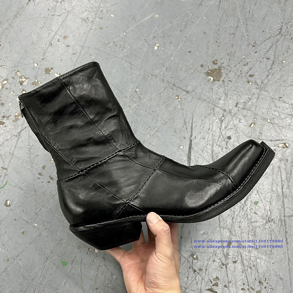 Stivali da uomo in pelle nera  - Men'S Shoes Zipper recensione e prezzo